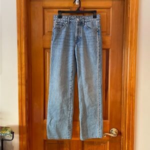 Maje Straight Leg Studded Blue Jeans